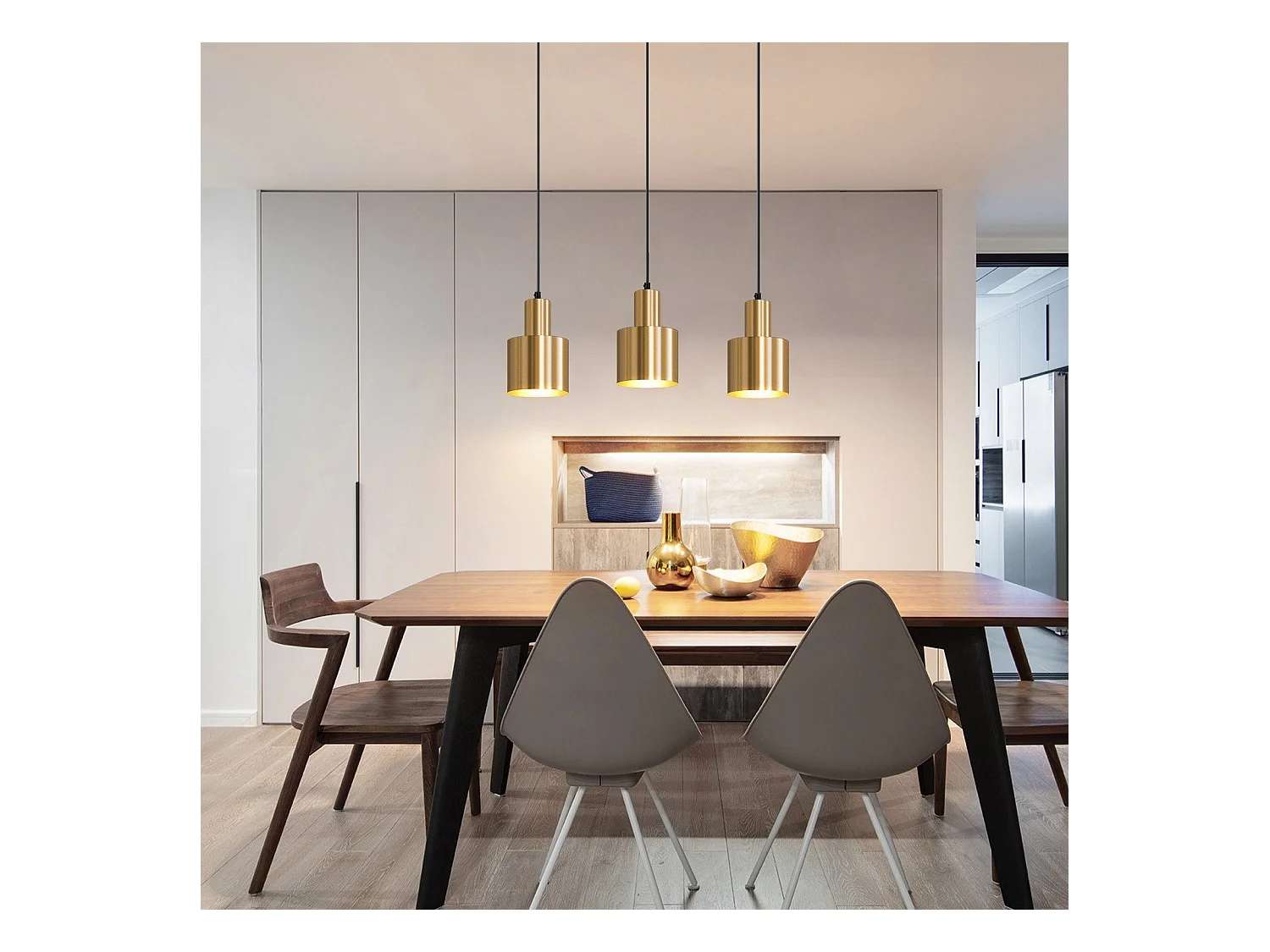 NETTLIFE suspension table à manger lampe suspendue vintage salle à manger 3 flammes à manger or design moderne métal E27