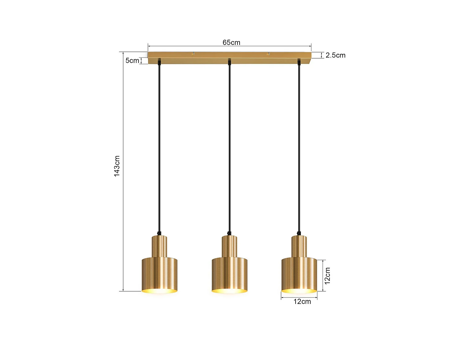 NETTLIFE suspension table à manger lampe suspendue vintage salle à manger 3 flammes à manger or design moderne métal E27