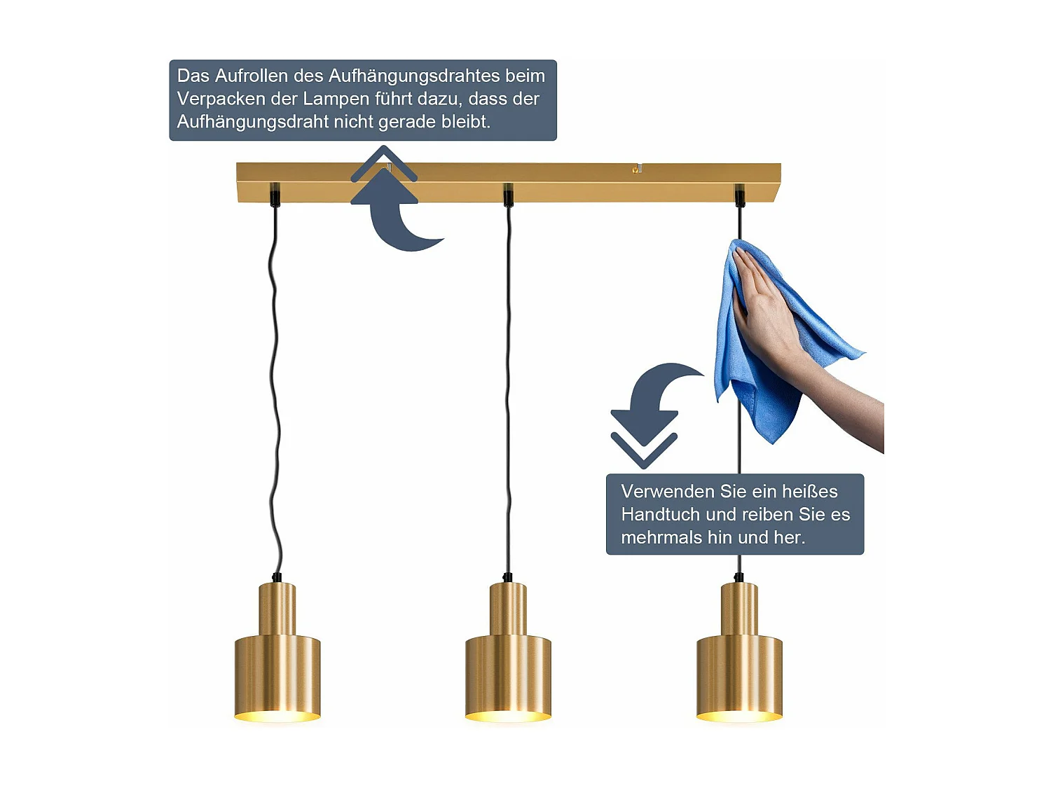 NETTLIFE Hanglamp Eettafel Hanglamp Vintage Eetkamer 3 Vlammen Eetkamer Goud Modern Design Metaal E27