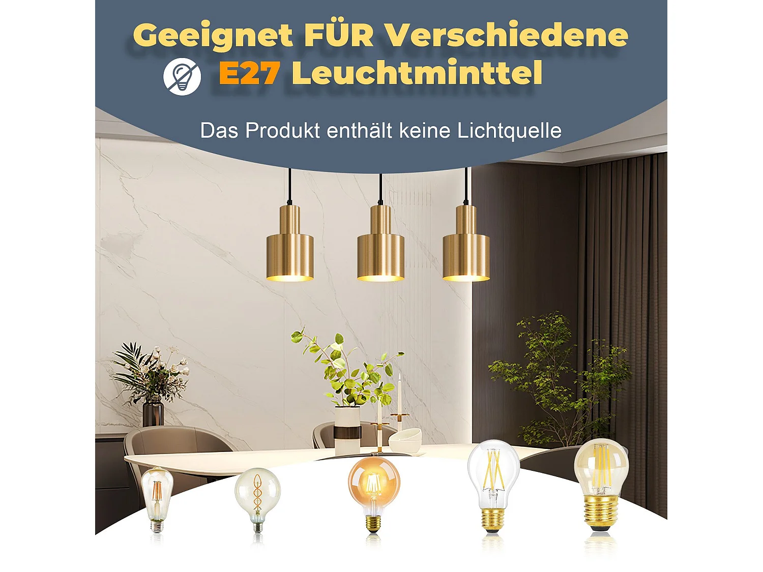 NETTLIFE Lampa wisząca do jadalni Lampa wisząca do jadalni Vintage 3 płomienie Jadalnia Złoty nowoczesny design Metal E27
