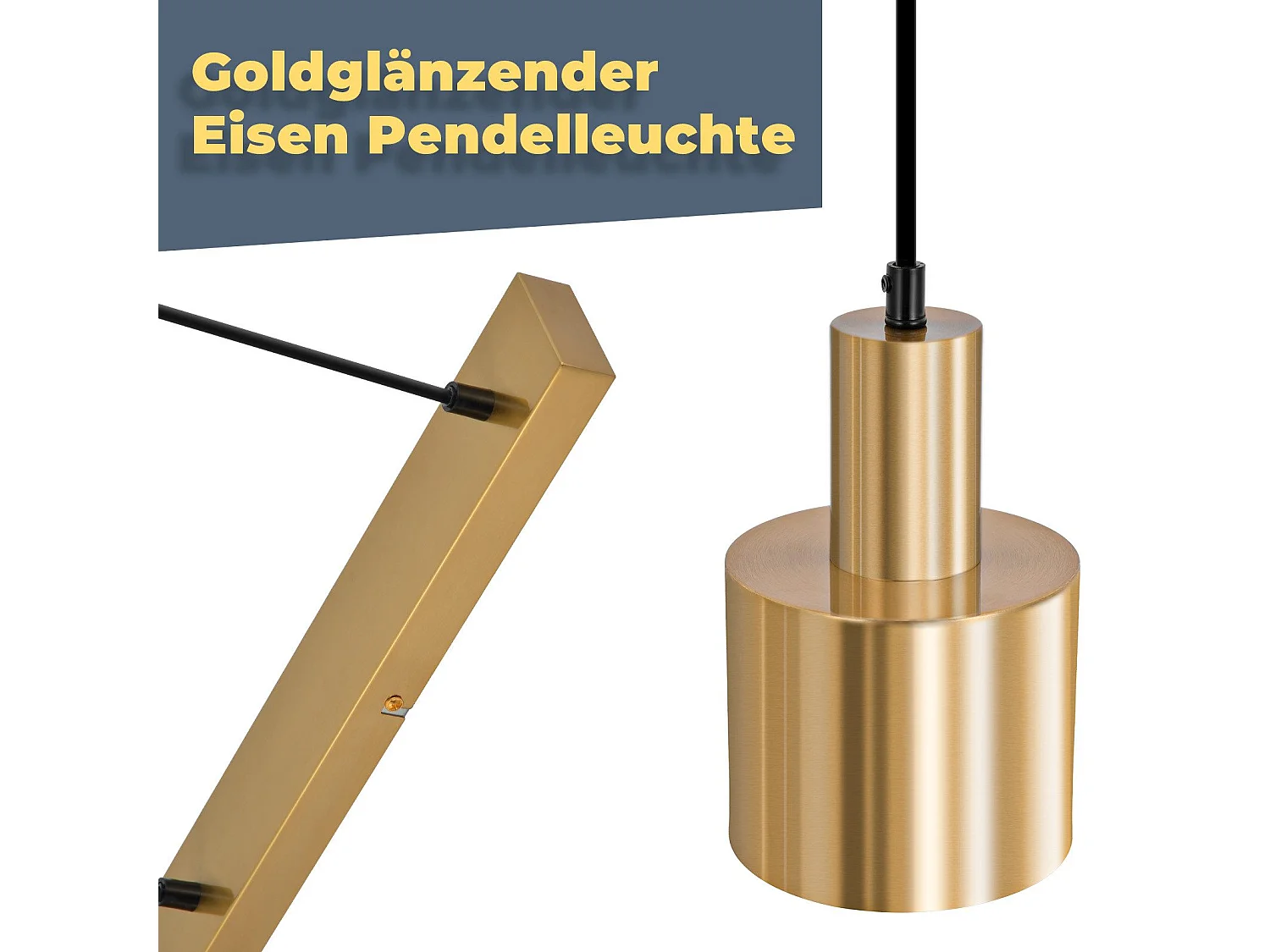 NETTLIFE Lampa wisząca do jadalni Lampa wisząca do jadalni Vintage 3 płomienie Jadalnia Złoty nowoczesny design Metal E27