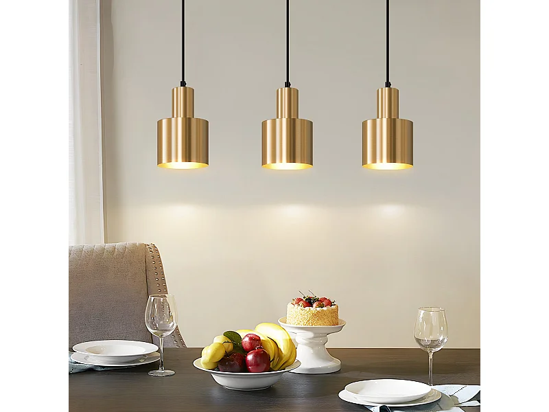 NETTLIFE Hanglamp Eettafel Hanglamp Vintage Eetkamer 3 Vlammen Eetkamer Goud Modern Design Metaal E27