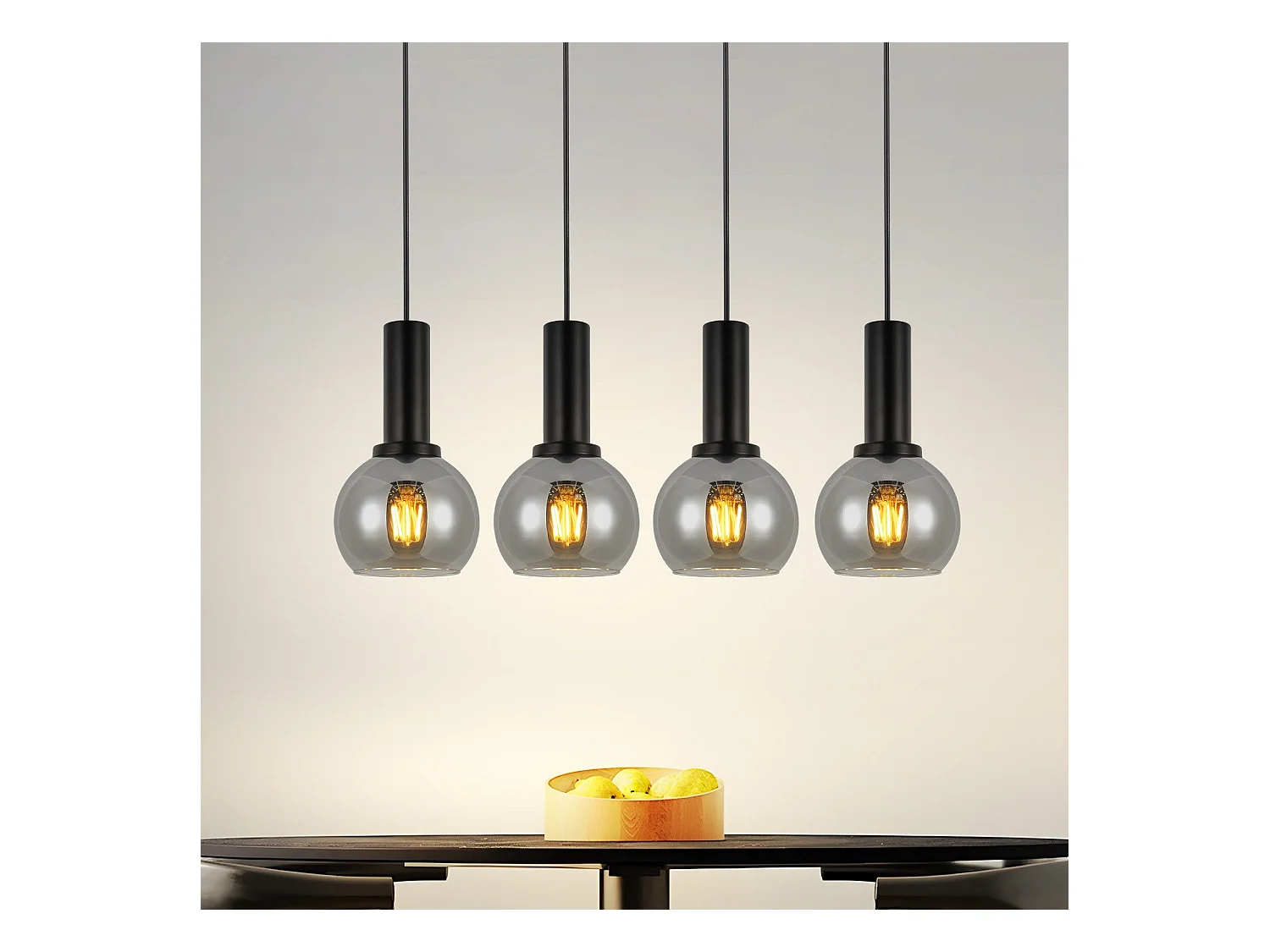 NETTLIFE Suspension pour table à manger, lampe suspendue en verre, 4 flammes, lampe de salle à manger vintage, E27, rétro