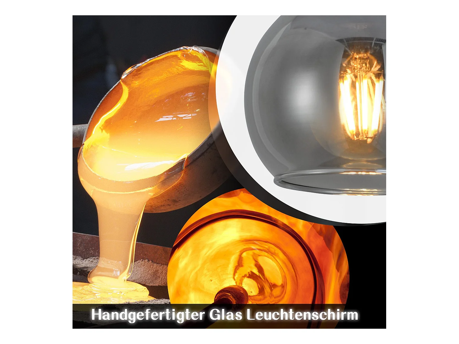 NETTLIFE Suspension pour table à manger, lampe suspendue en verre, 4 flammes, lampe de salle à manger vintage, E27, rétro