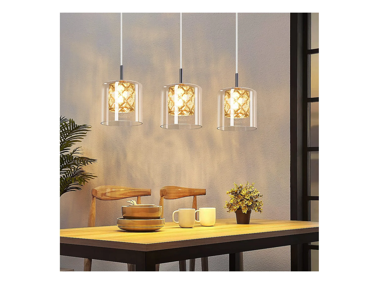 NETTLIFE Lampe Suspendue Pour Salle à Manger En Verre G9 Cristal Moderne à Hauteur Réglable