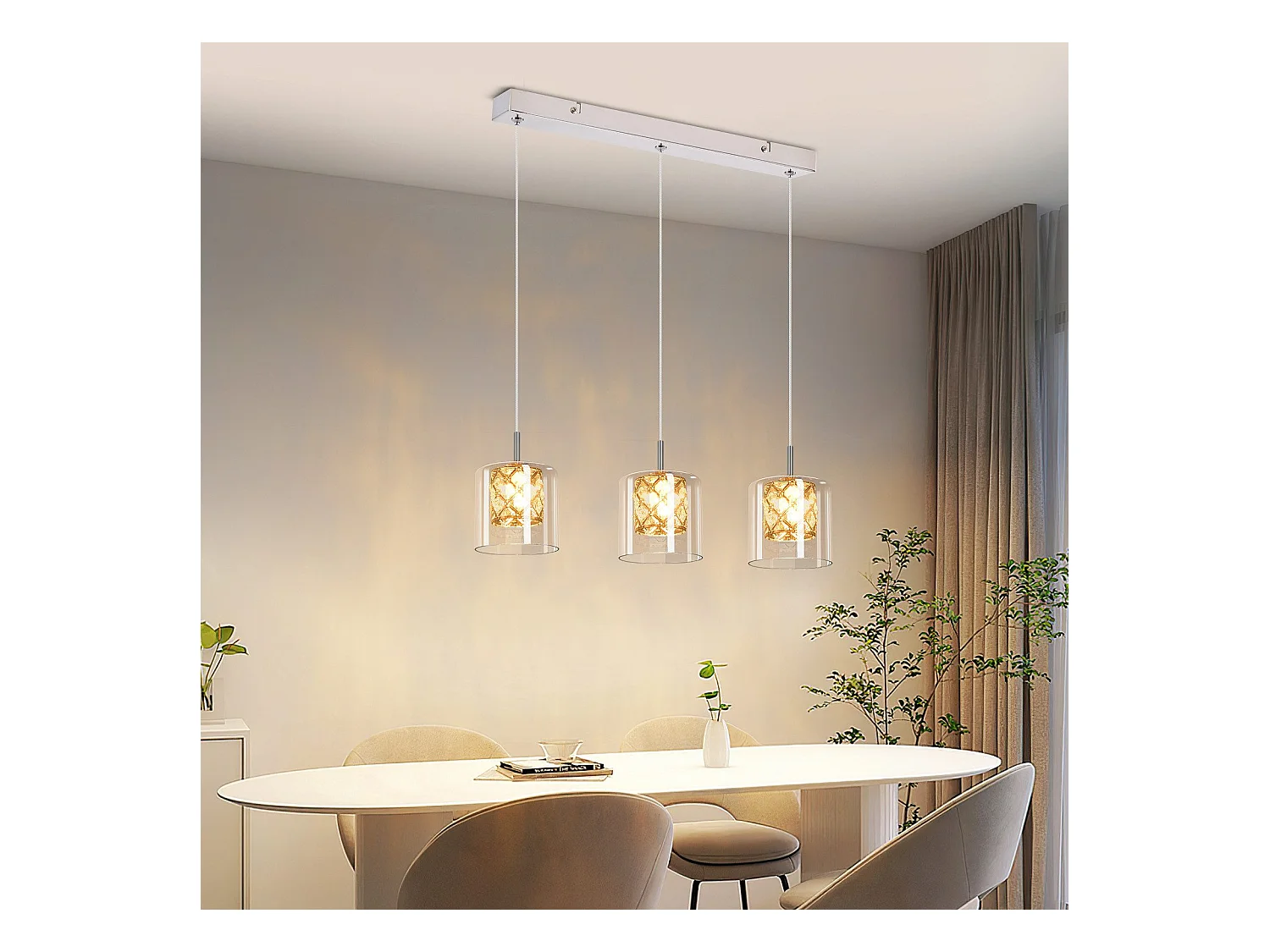NETTLIFE Lampe Suspendue Pour Salle à Manger En Verre G9 Cristal Moderne à Hauteur Réglable