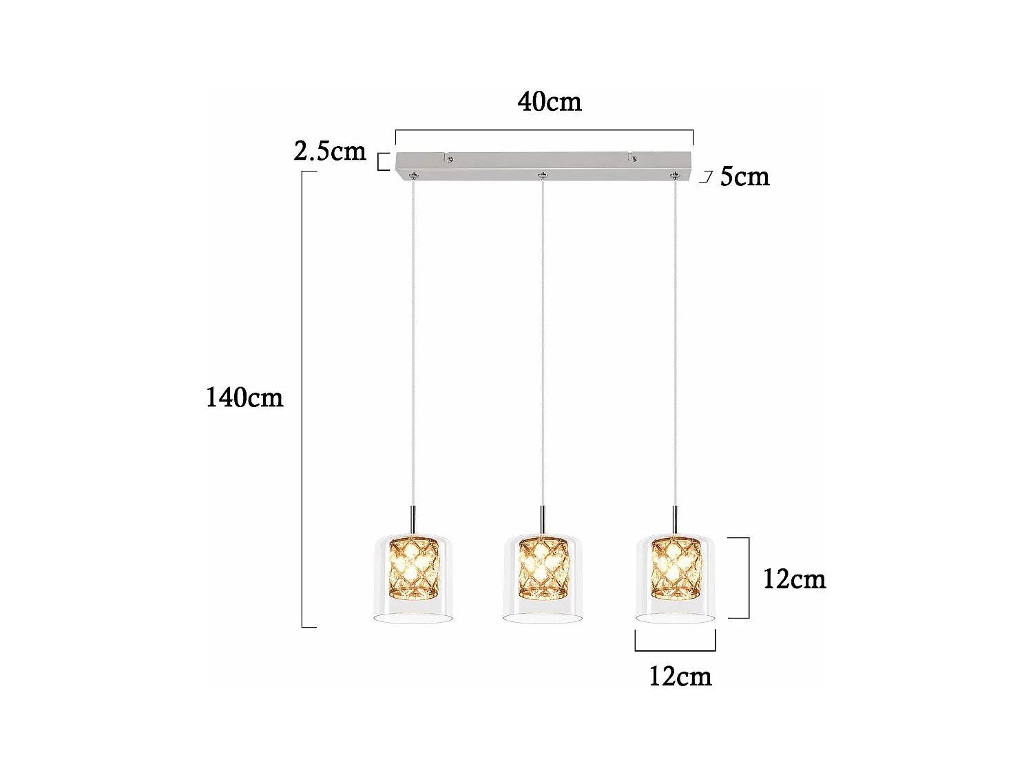 NETTLIFE Lampe Suspendue Pour Salle à Manger En Verre G9 Cristal Moderne à Hauteur Réglable