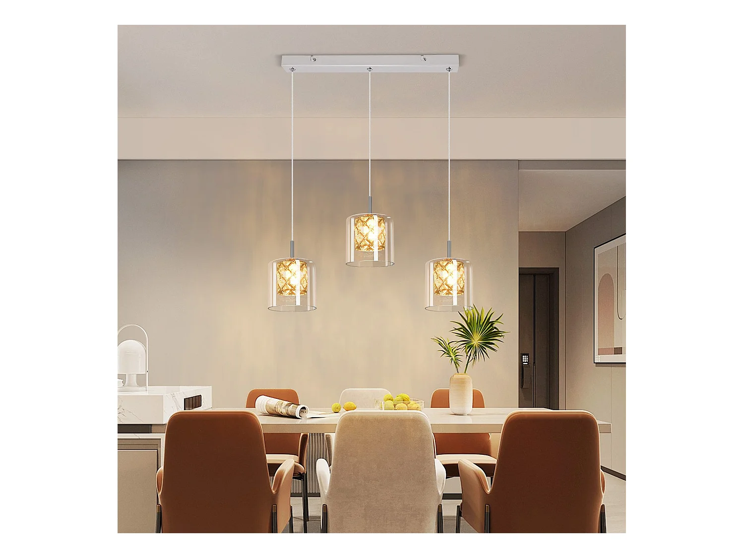 NETTLIFE Lampe Suspendue Pour Salle à Manger En Verre G9 Cristal Moderne à Hauteur Réglable