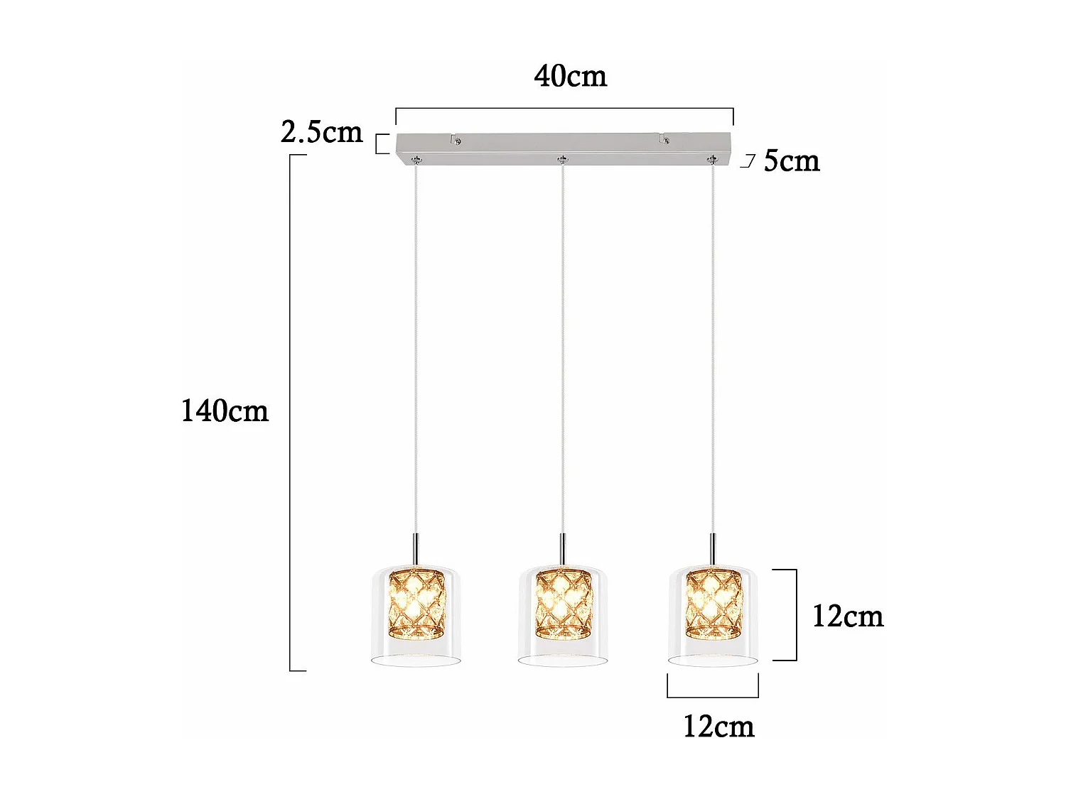 NETTLIFE Lampe Suspendue Pour Salle à Manger En Verre G9 Cristal Moderne à Hauteur Réglable