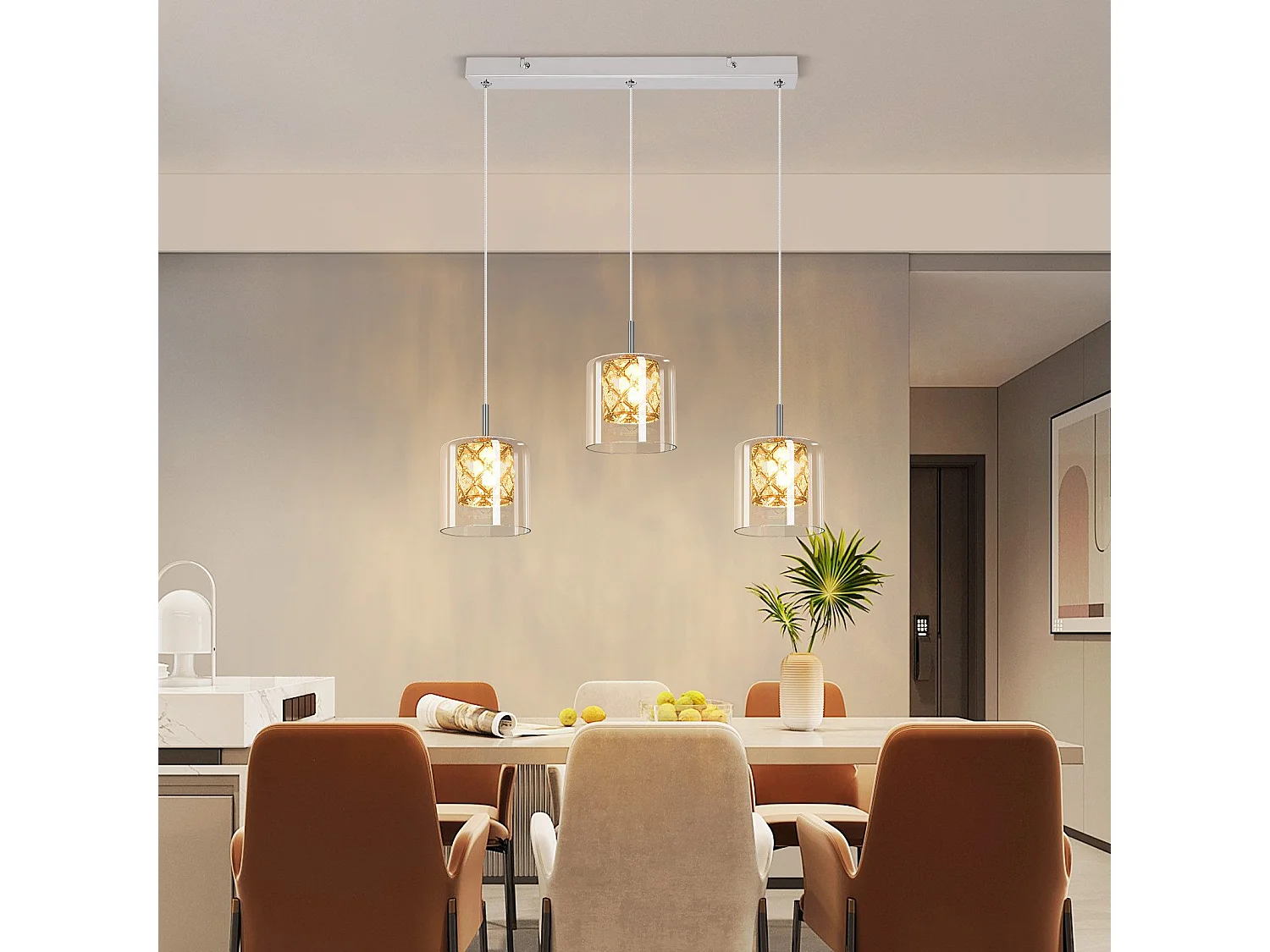 NETTLIFE Lampe Suspendue Pour Salle à Manger En Verre G9 Cristal Moderne à Hauteur Réglable