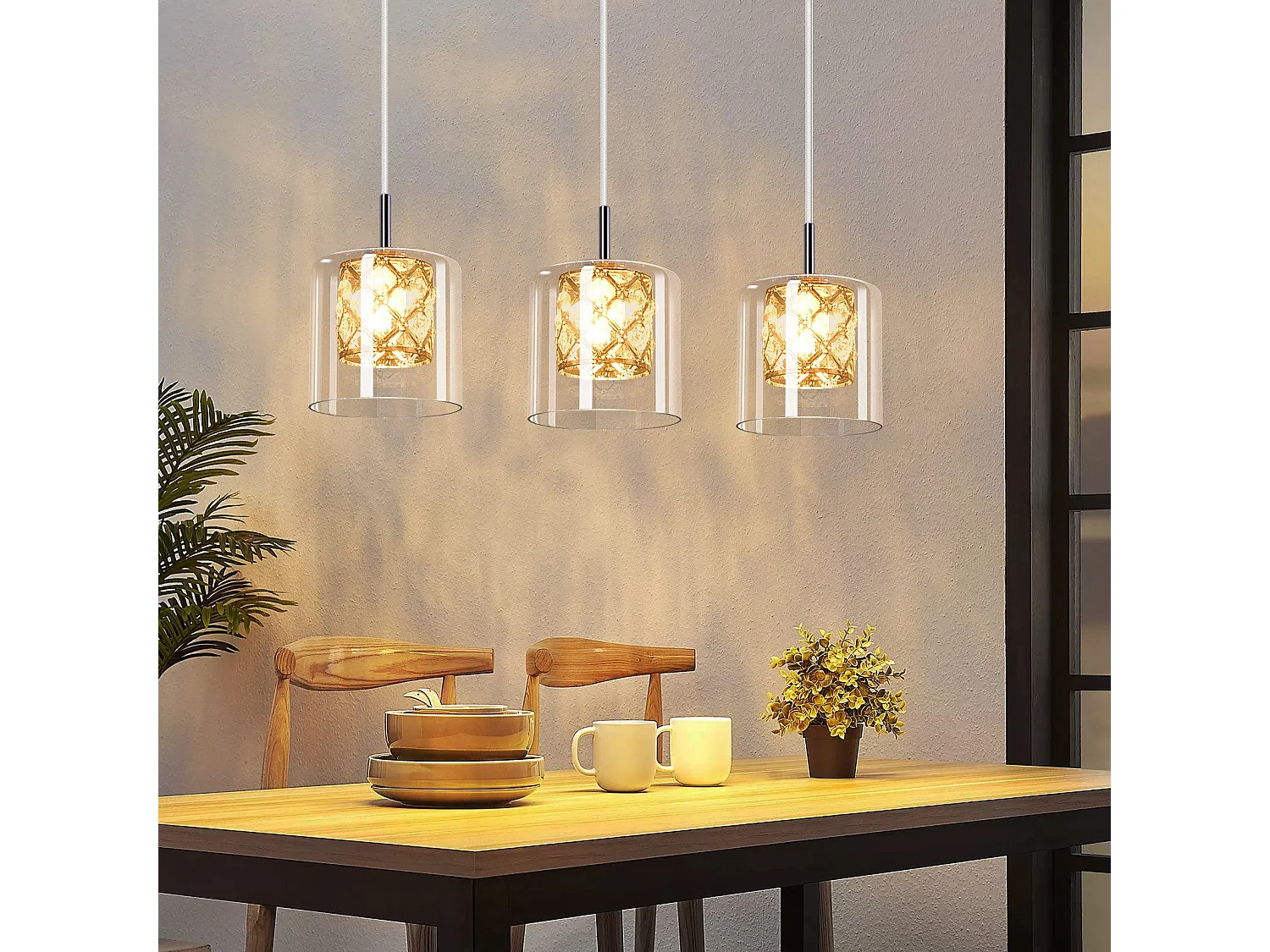 NETTLIFE Lampe Suspendue Pour Salle à Manger En Verre G9 Cristal Moderne à Hauteur Réglable