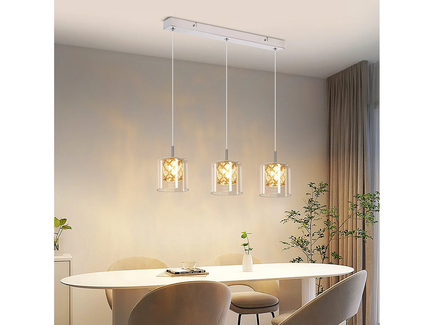 NETTLIFE Lampe Suspendue Pour Salle à Manger En Verre G9 Cristal Moderne à Hauteur Réglable