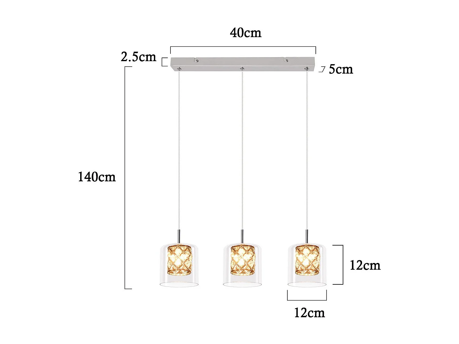 NETTLIFE Lampe Suspendue Pour Salle à Manger En Verre G9 Cristal Moderne à Hauteur Réglable