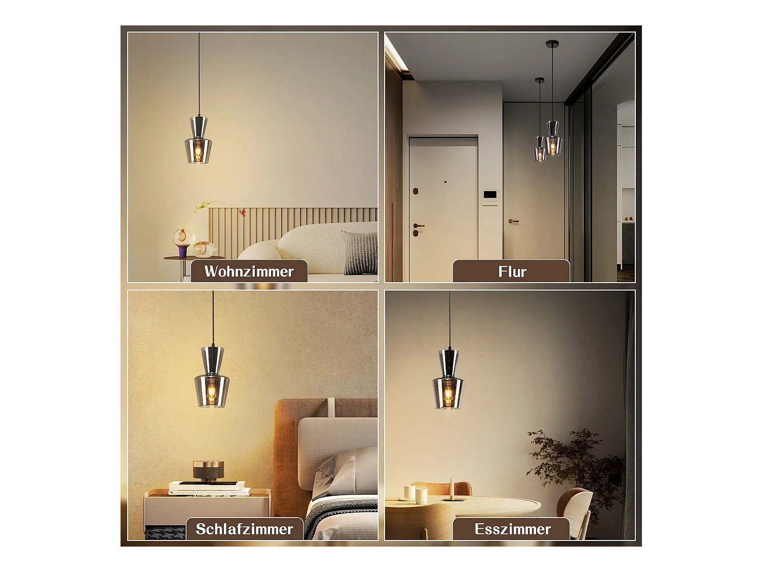 NETTLIFE Vintage Smoky Gray Glass Dining Table Lamp wisząca E27 do salonu lub kuchni