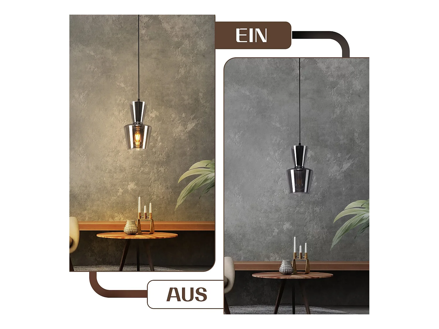 NETTLIFE Lampe à Suspension Pour Table à Manger Vintage En Verre Gris Fumé E27 Pour Salon Ou Cuisine