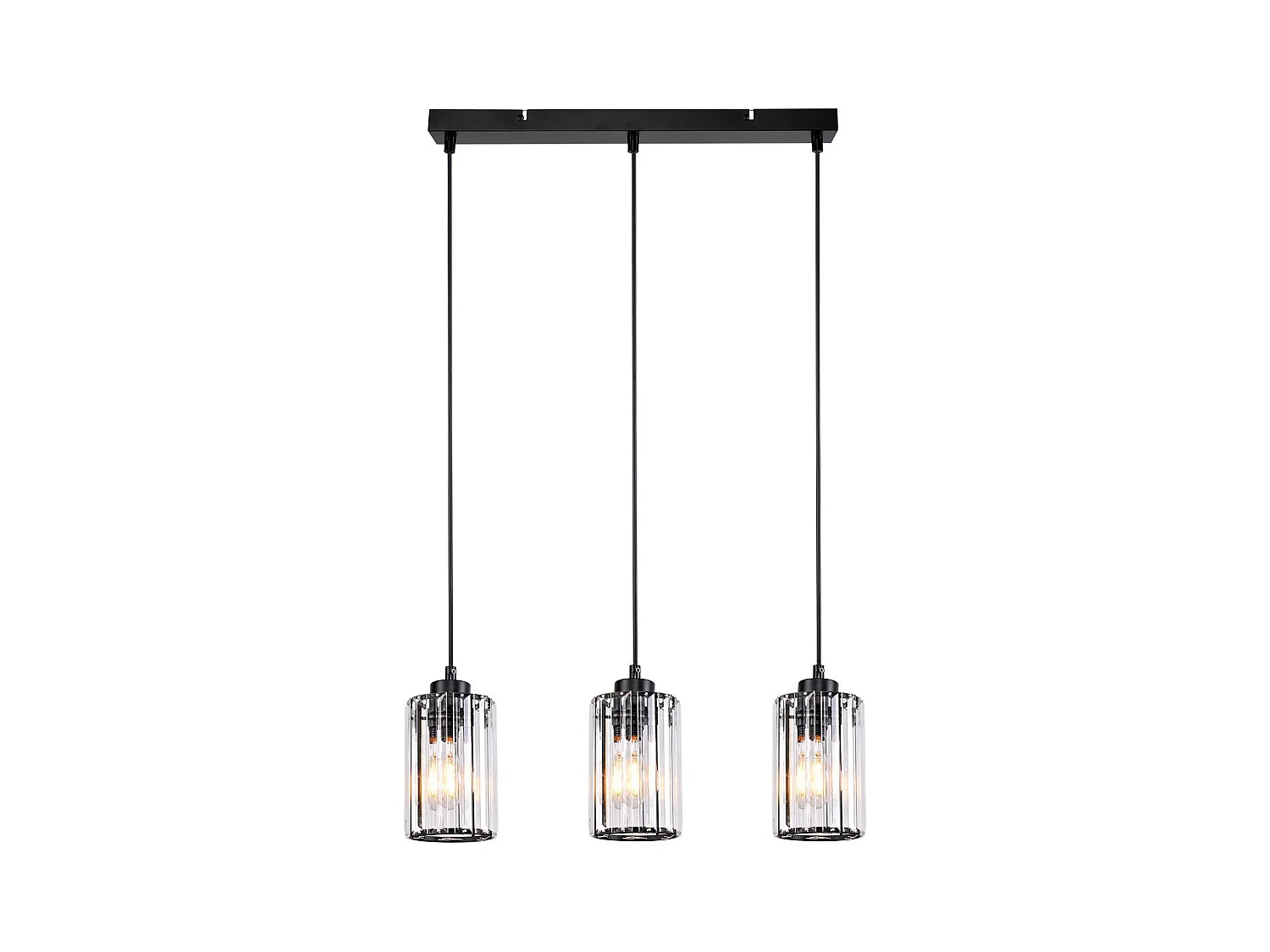 NETTLIFE Lampe à Suspension Pour Table à Manger En Cristal Noir Moderne 3 Flammes E27