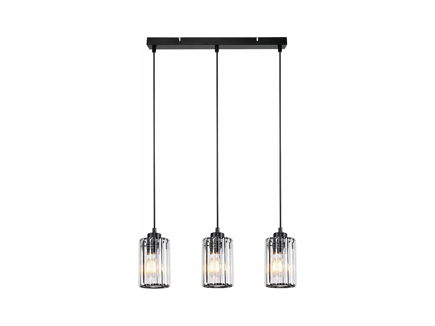 NETTLIFE Lampe à Suspension Pour Table à Manger En Cristal Noir Moderne 3 Flammes E27