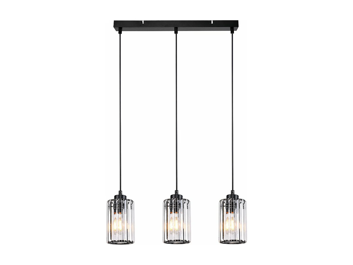 NETTLIFE Lampe à Suspension Pour Table à Manger En Cristal Noir Moderne 3 Flammes E27