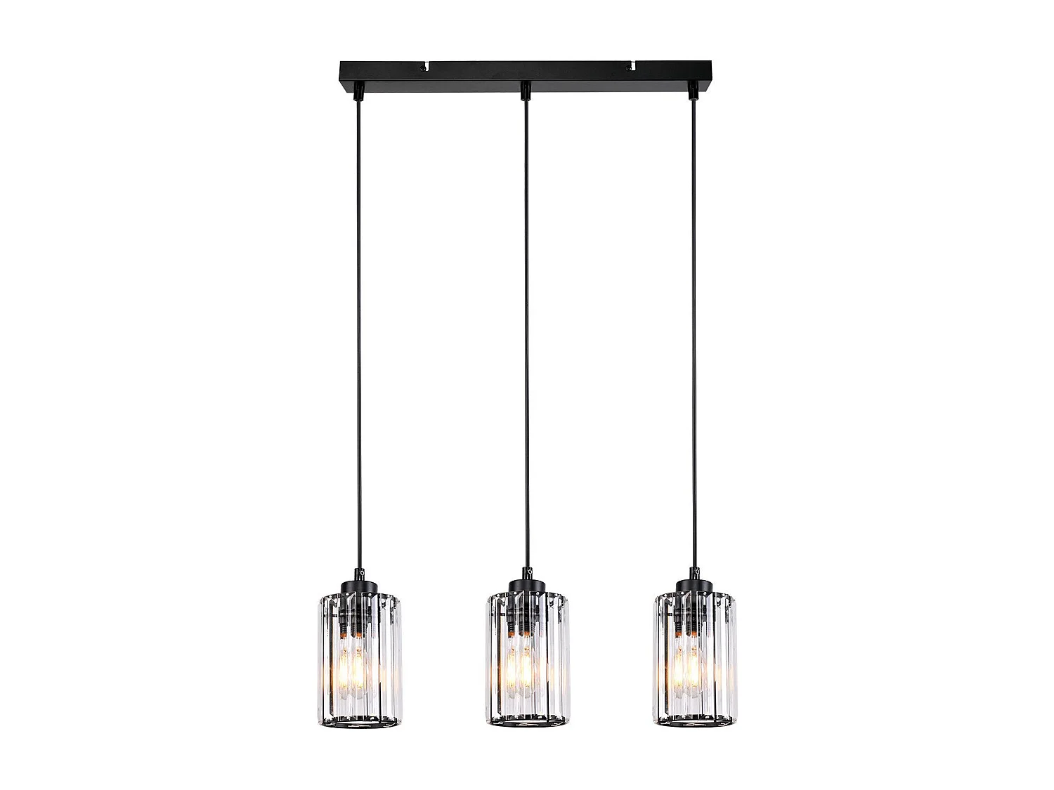 NETTLIFE Lampe à Suspension Pour Table à Manger En Cristal Noir Moderne 3 Flammes E27