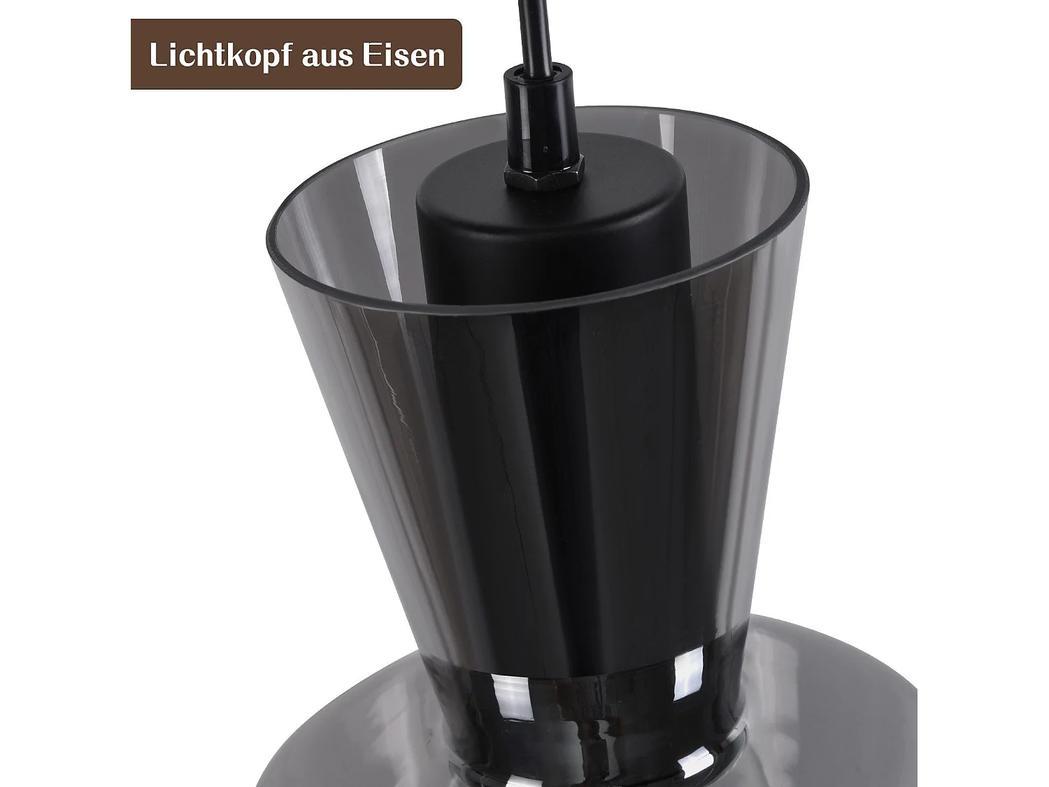 NETTLIFE Lampe à Suspension Pour Table à Manger Vintage En Verre Gris Fumé E27 Pour Salon Ou Cuisine