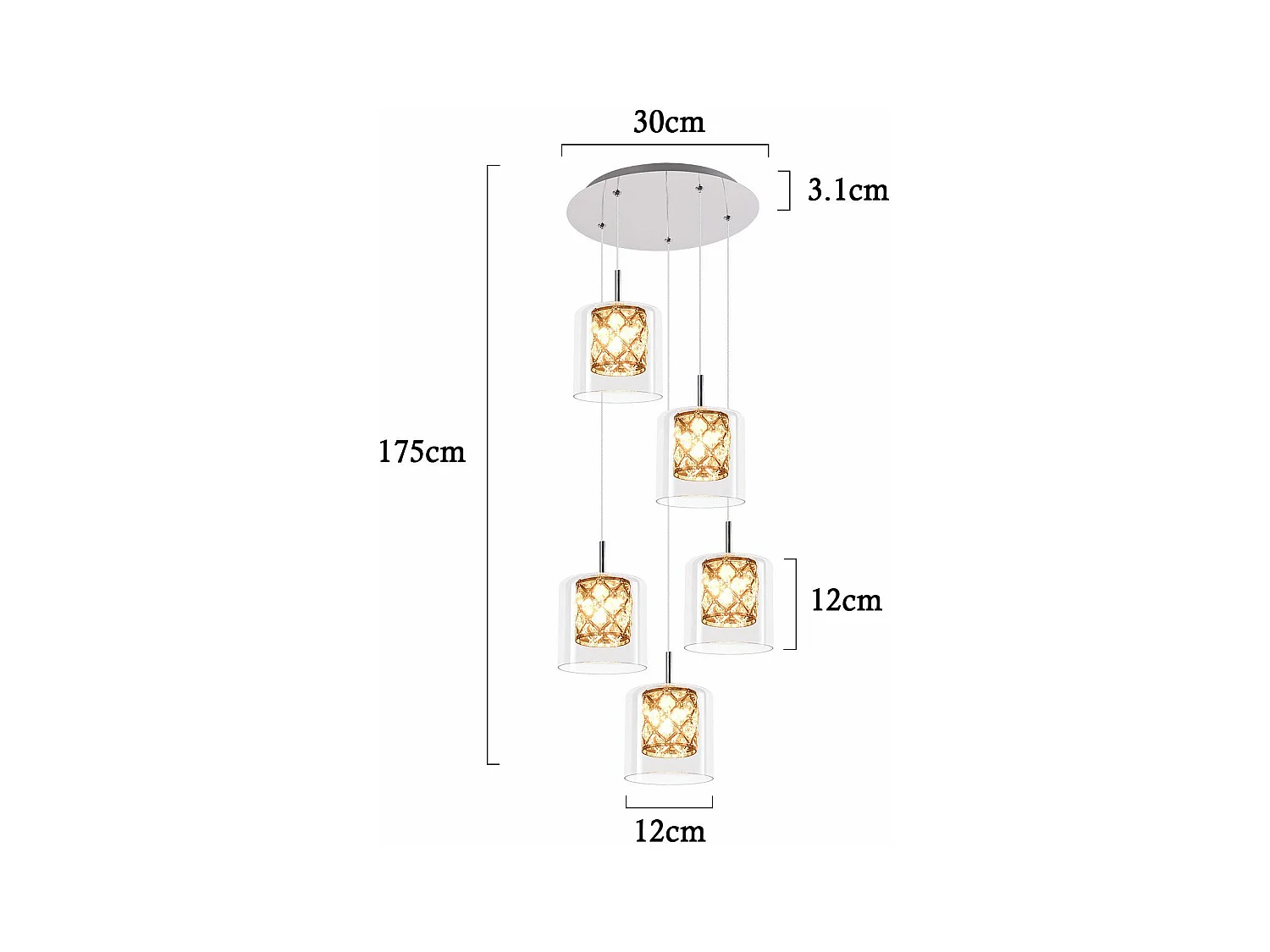NETTLIFE Lampe Suspendue Pour Salle à Manger En Verre G9 Cristal Moderne à Hauteur Réglable