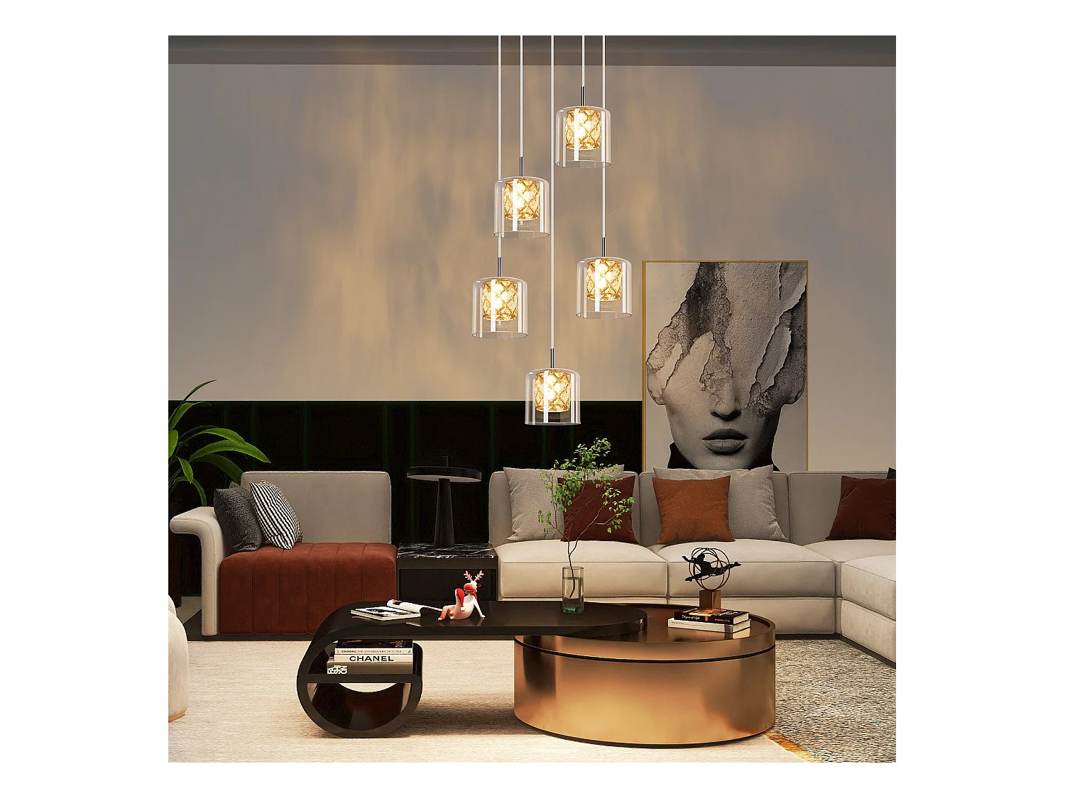 NETTLIFE Lampe Suspendue Pour Salle à Manger En Verre G9 Cristal Moderne à Hauteur Réglable