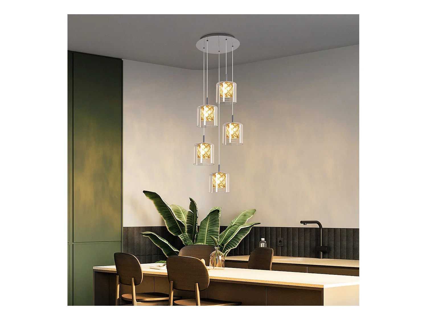 NETTLIFE Lampe Suspendue Pour Salle à Manger En Verre G9 Cristal Moderne à Hauteur Réglable