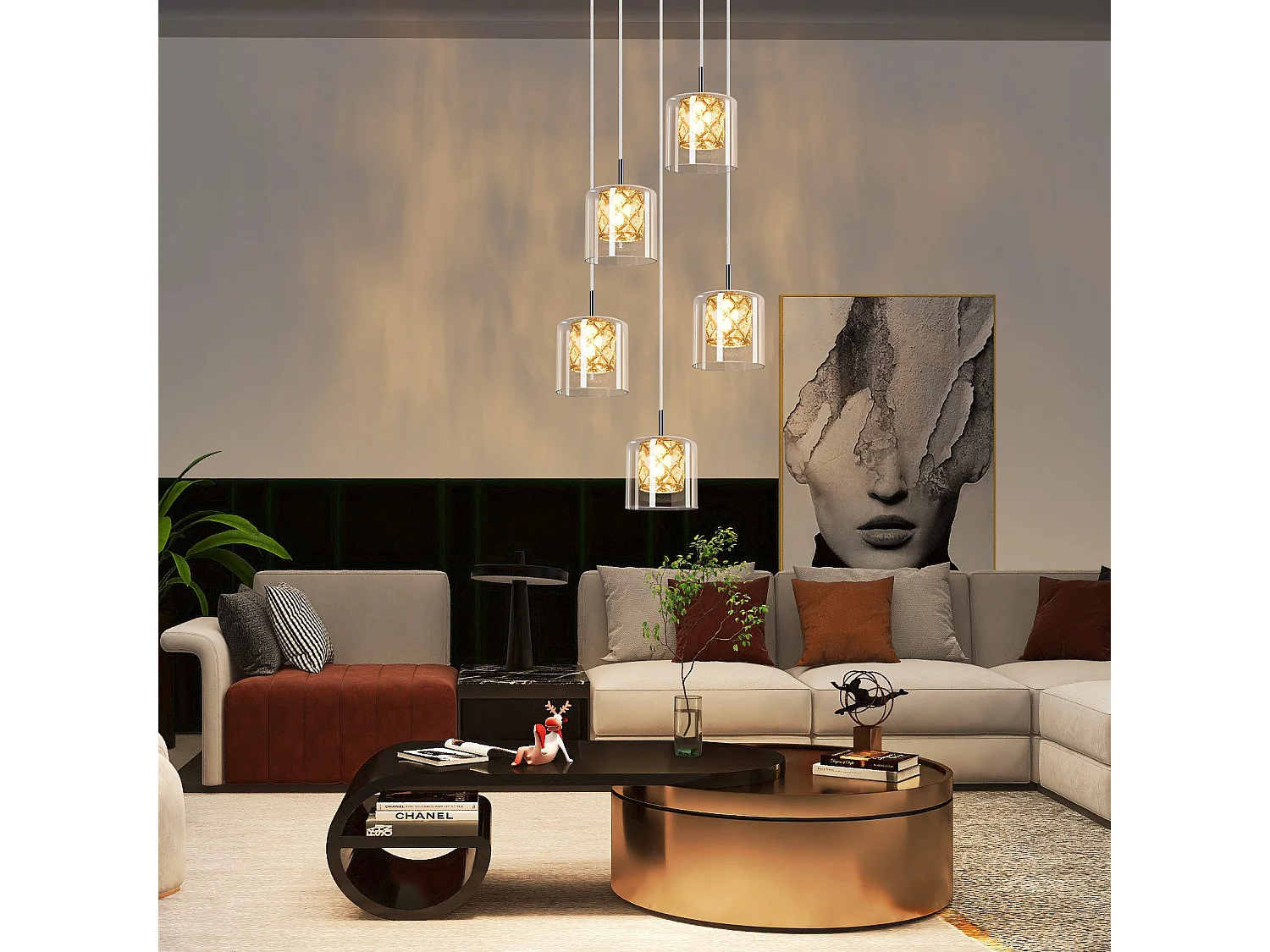 NETTLIFE Lampe Suspendue Pour Salle à Manger En Verre G9 Cristal Moderne à Hauteur Réglable