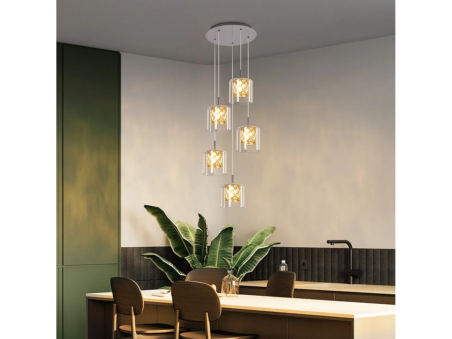 NETTLIFE Lampe Suspendue Pour Salle à Manger En Verre G9 Cristal Moderne à Hauteur Réglable