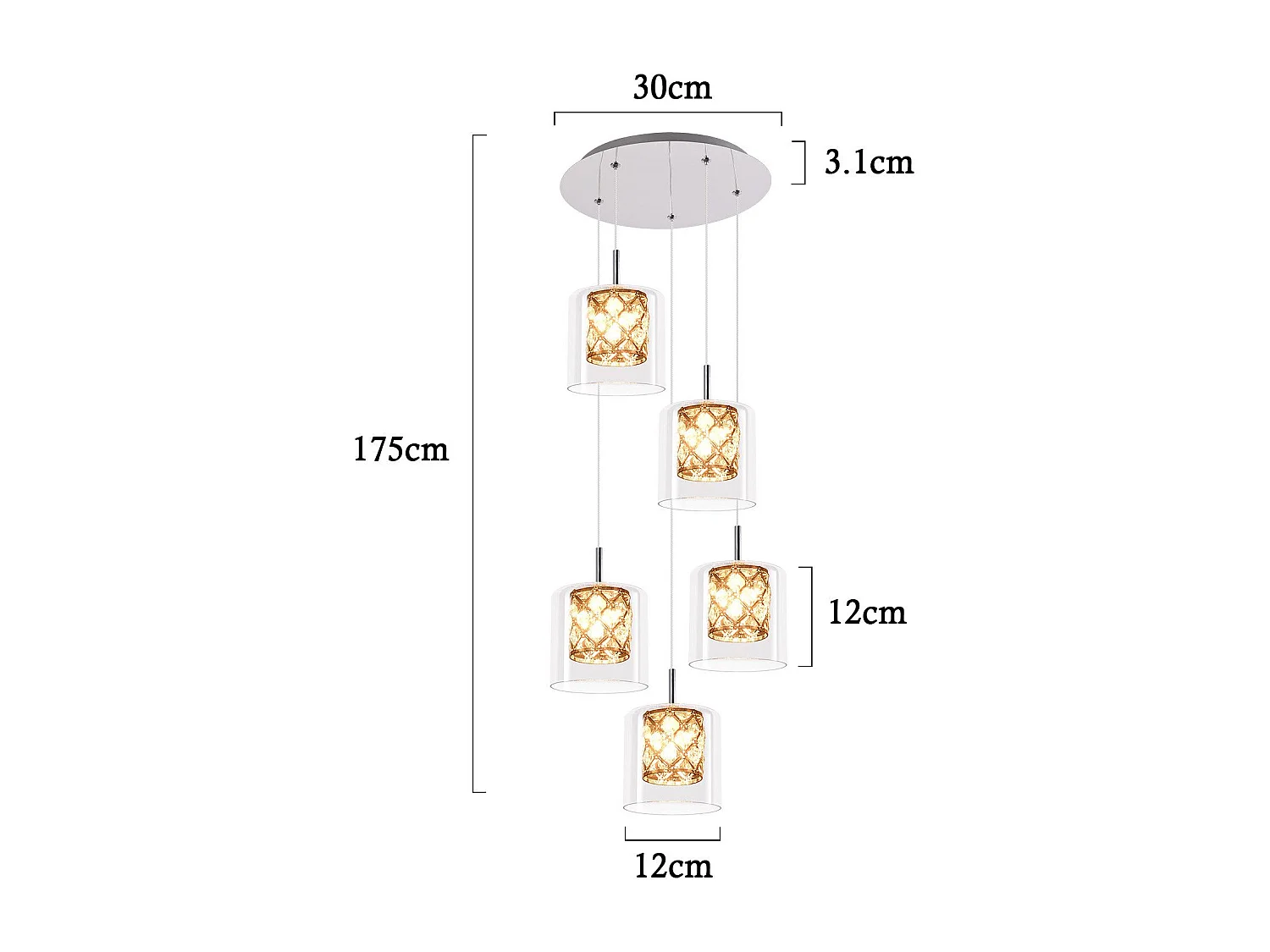 NETTLIFE Lampe Suspendue Pour Salle à Manger En Verre G9 Cristal Moderne à Hauteur Réglable