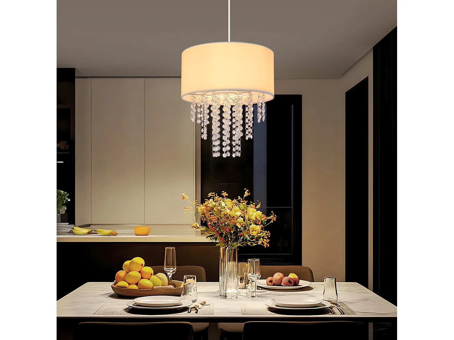 Suspension NETTLIFE pour table à manger, lampe de salle à manger lampe de table à manger noire 3 flammes, E27