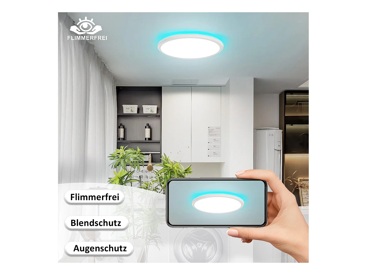 NETTLIFE Lampa sufitowa LED Sypialnia - Kuchnia Płaska Lampa RGB 23W Okrągła Lampa łazienkowa 30CM Pilot