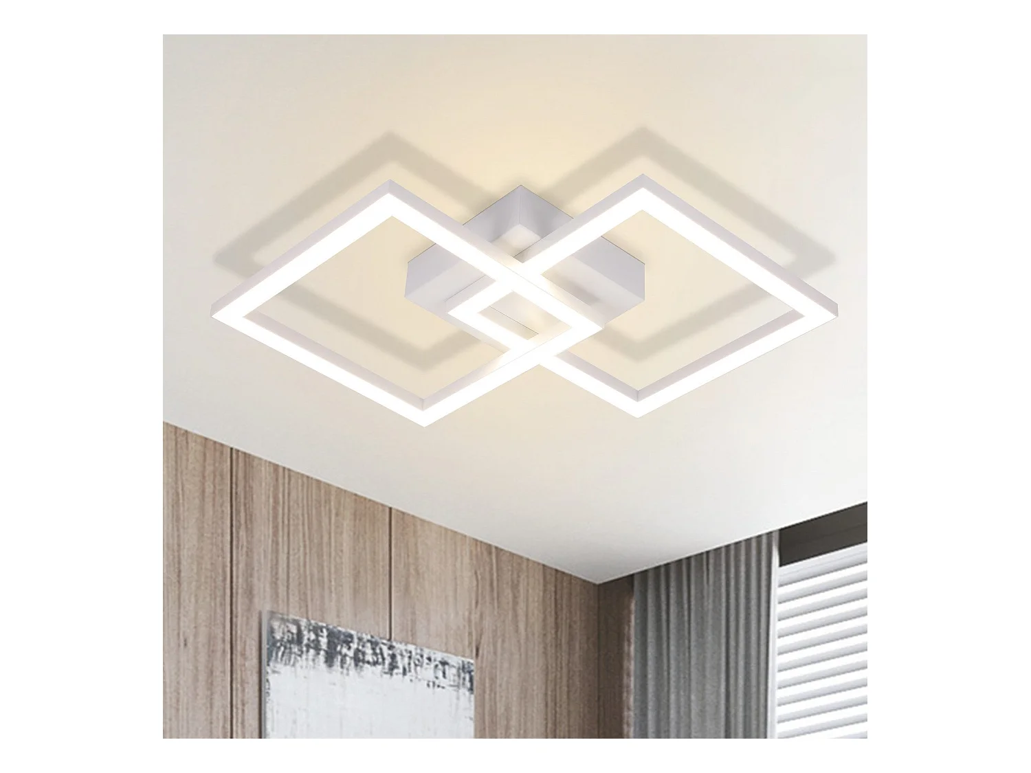 NETTLIFE Plafonnier LED Carré  24 W 4 000 K Blanc Neutre Lampe De Cuisine Moderne