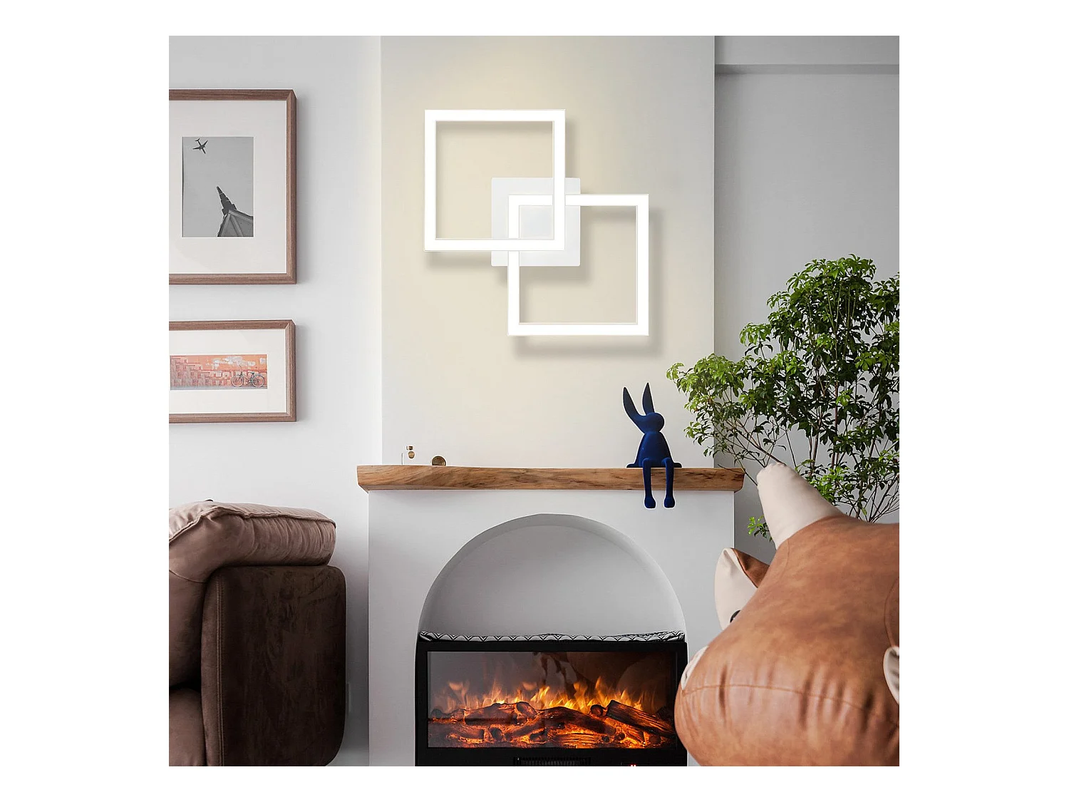 NETTLIFE Plafonnier LED Carré  24 W 4 000 K Blanc Neutre Lampe De Cuisine Moderne