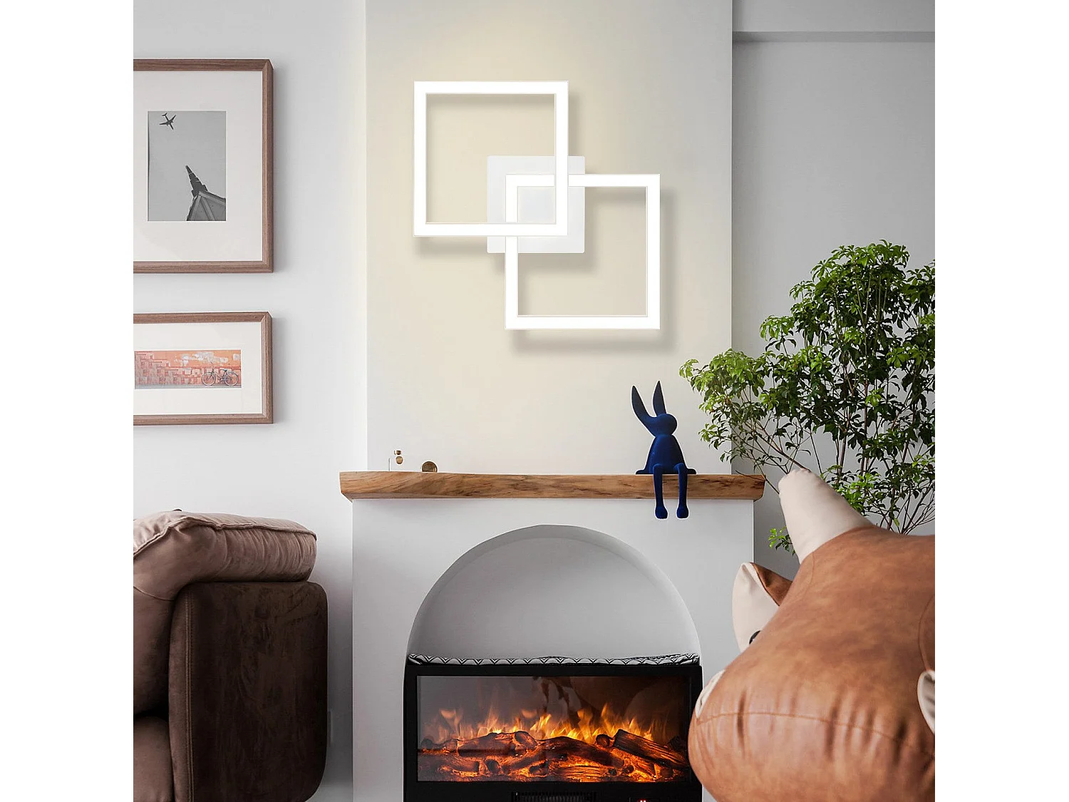 NETTLIFE Plafonnier LED Carré  24 W 4 000 K Blanc Neutre Lampe De Cuisine Moderne