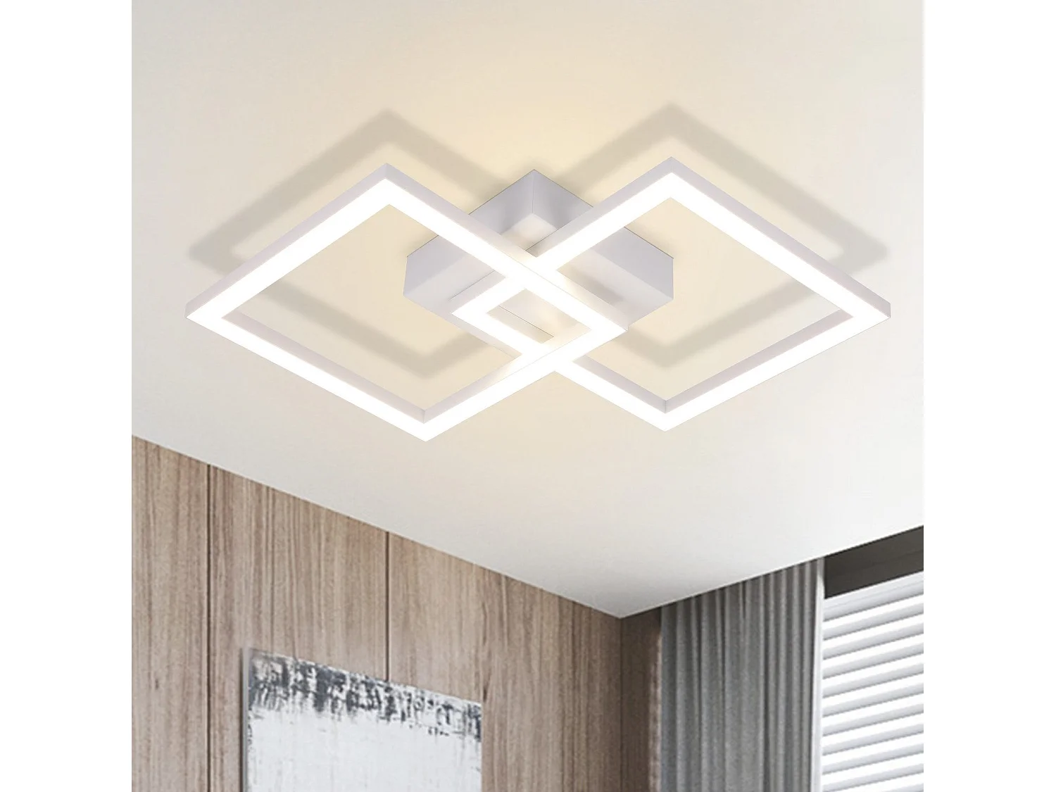 Plafoniera LED quadrata NETTLIFE 24W 4000K bianco neutro, lampada moderna da cucina