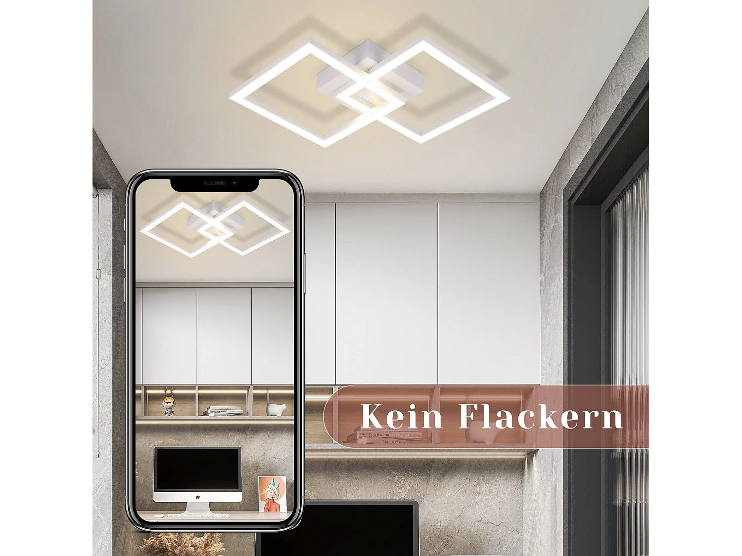 Plafoniera LED quadrata NETTLIFE 24W 4000K bianco neutro, lampada moderna da cucina