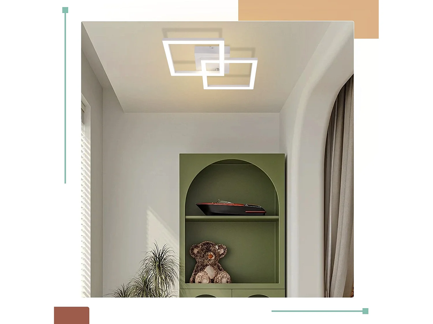 Plafoniera LED quadrata NETTLIFE 24W 4000K bianco neutro, lampada moderna da cucina