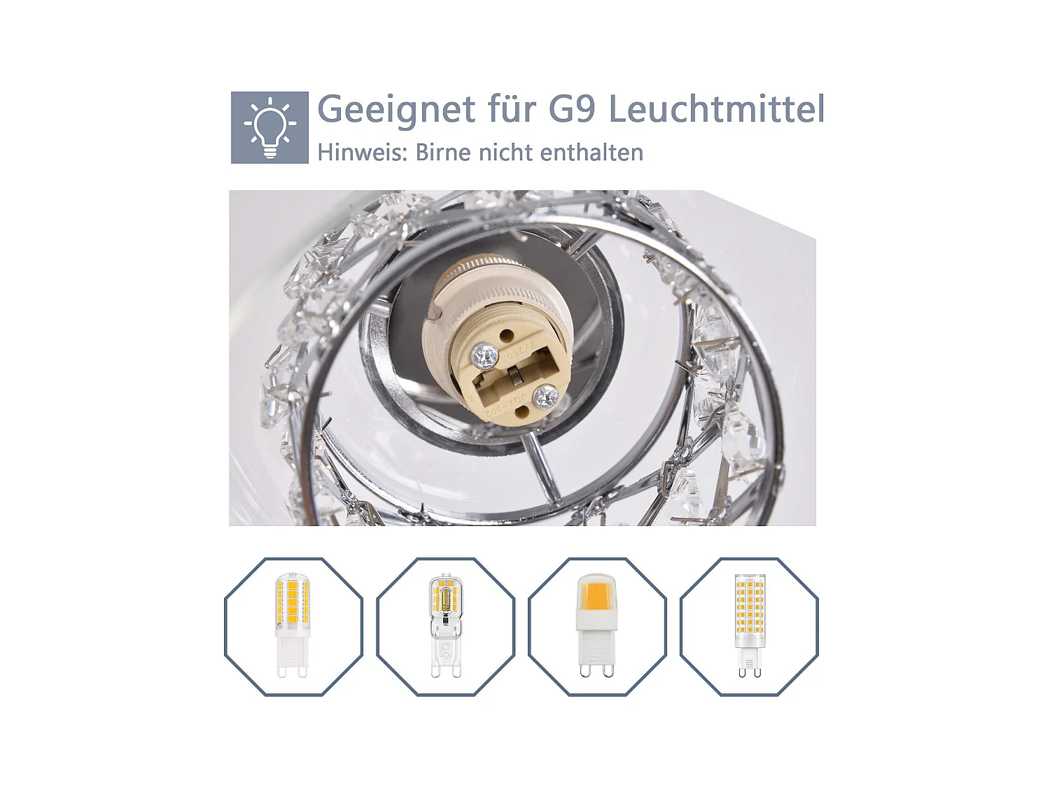 NETTLIFE Plafonnier Salon Moderne Cristaux G9 Avec Abat-jour En Verre Lampe De Chambre