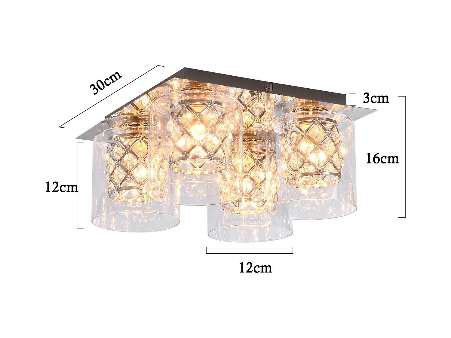 NETTLIFE Plafonnier Salon Moderne Cristaux G9 Avec Abat-jour En Verre Lampe De Chambre