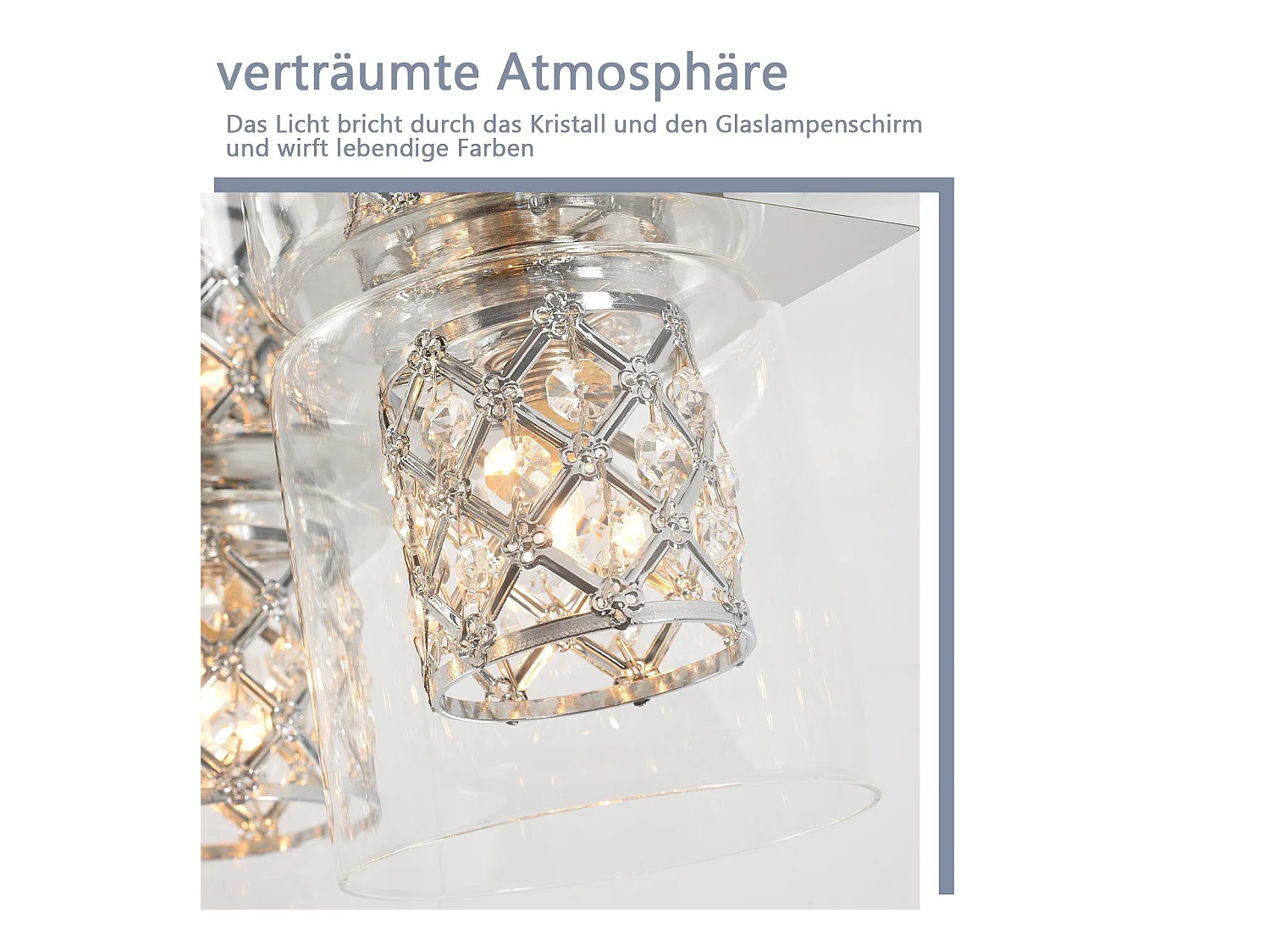 NETTLIFE Plafonnier Salon Moderne Cristaux G9 Avec Abat-jour En Verre Lampe De Chambre