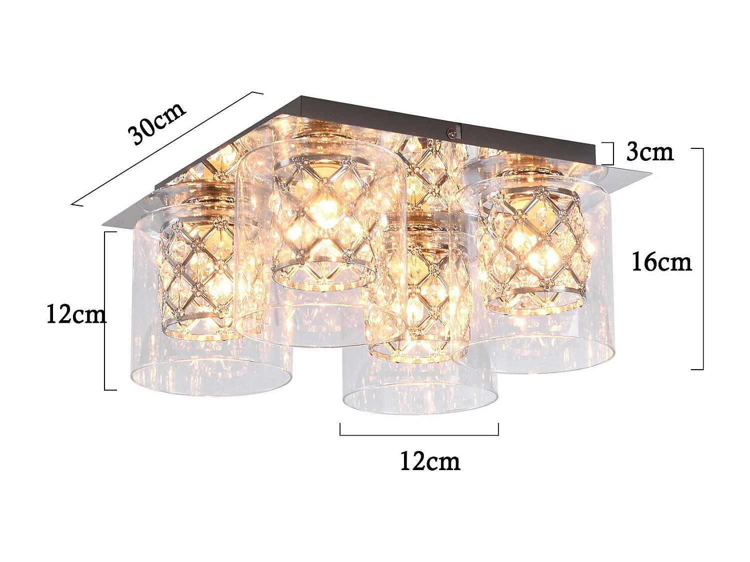 NETTLIFE Nowoczesna lampa sufitowa do salonu G9 Kryształy z kloszem szklanym Lampa do sypialni