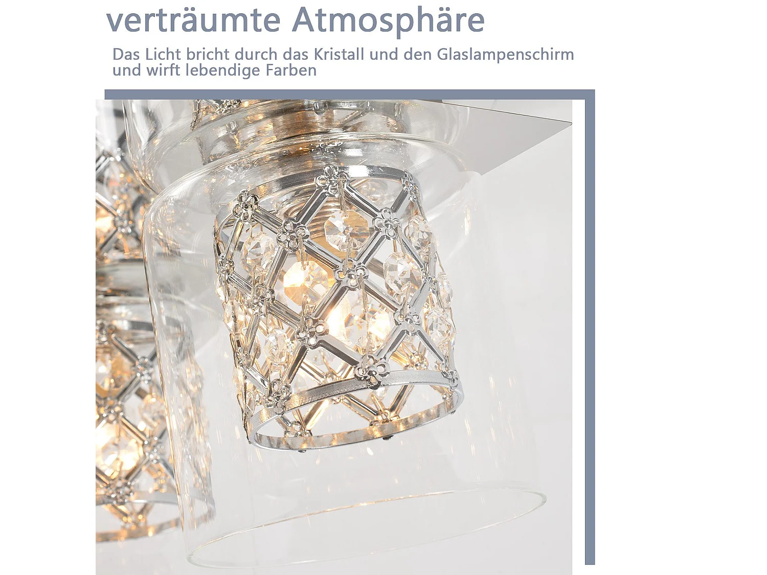 NETTLIFE Plafondlamp G9 - Kristal - 4-Lichts - Moderne slaapkamerlamp - met glazen kap - voor Woonkamer | Keuken | Gang - Max.25W