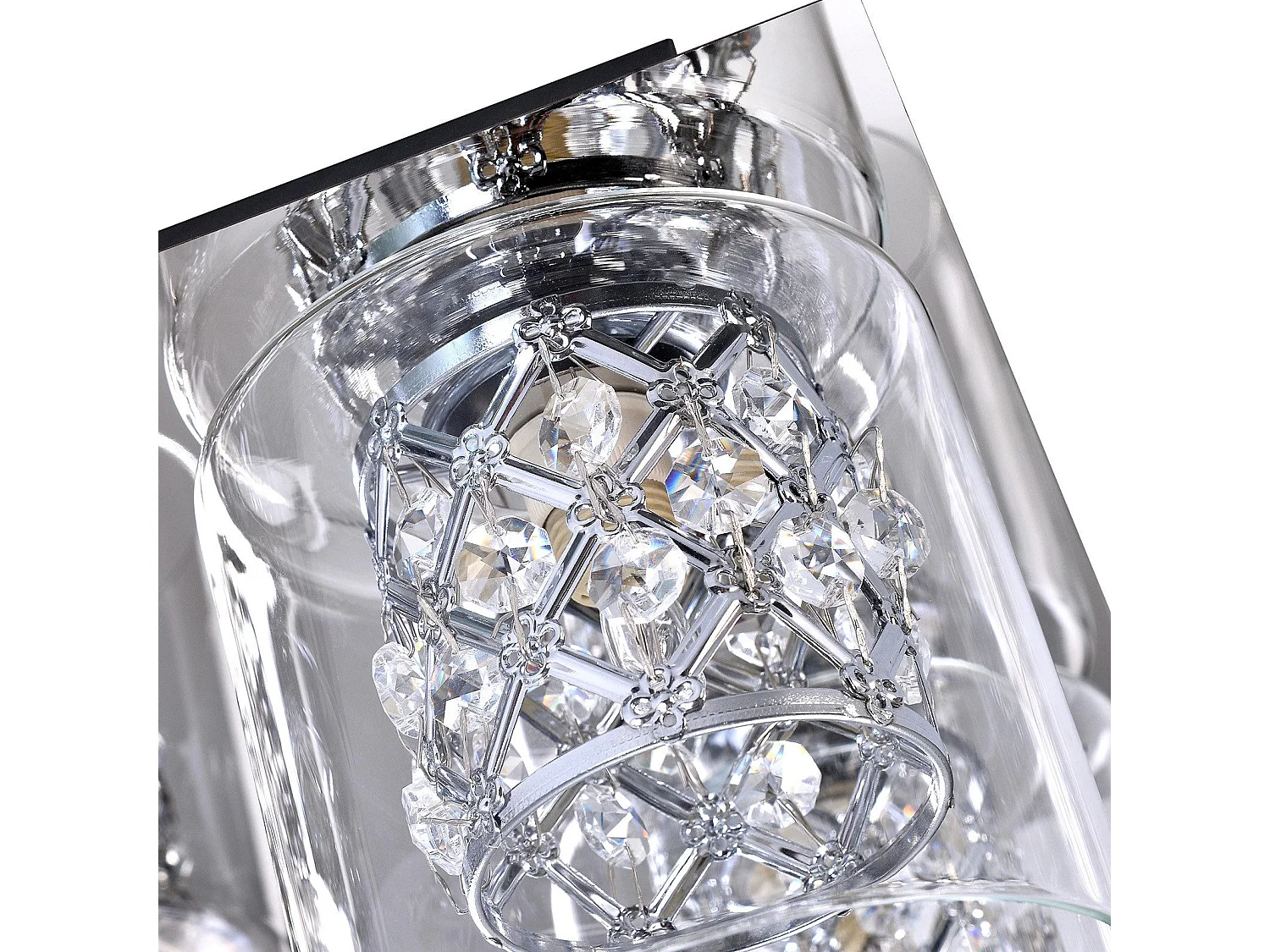 NETTLIFE Plafondlamp G9 - Kristal - 4-Lichts - Moderne slaapkamerlamp - met glazen kap - voor Woonkamer | Keuken | Gang - Max.25W