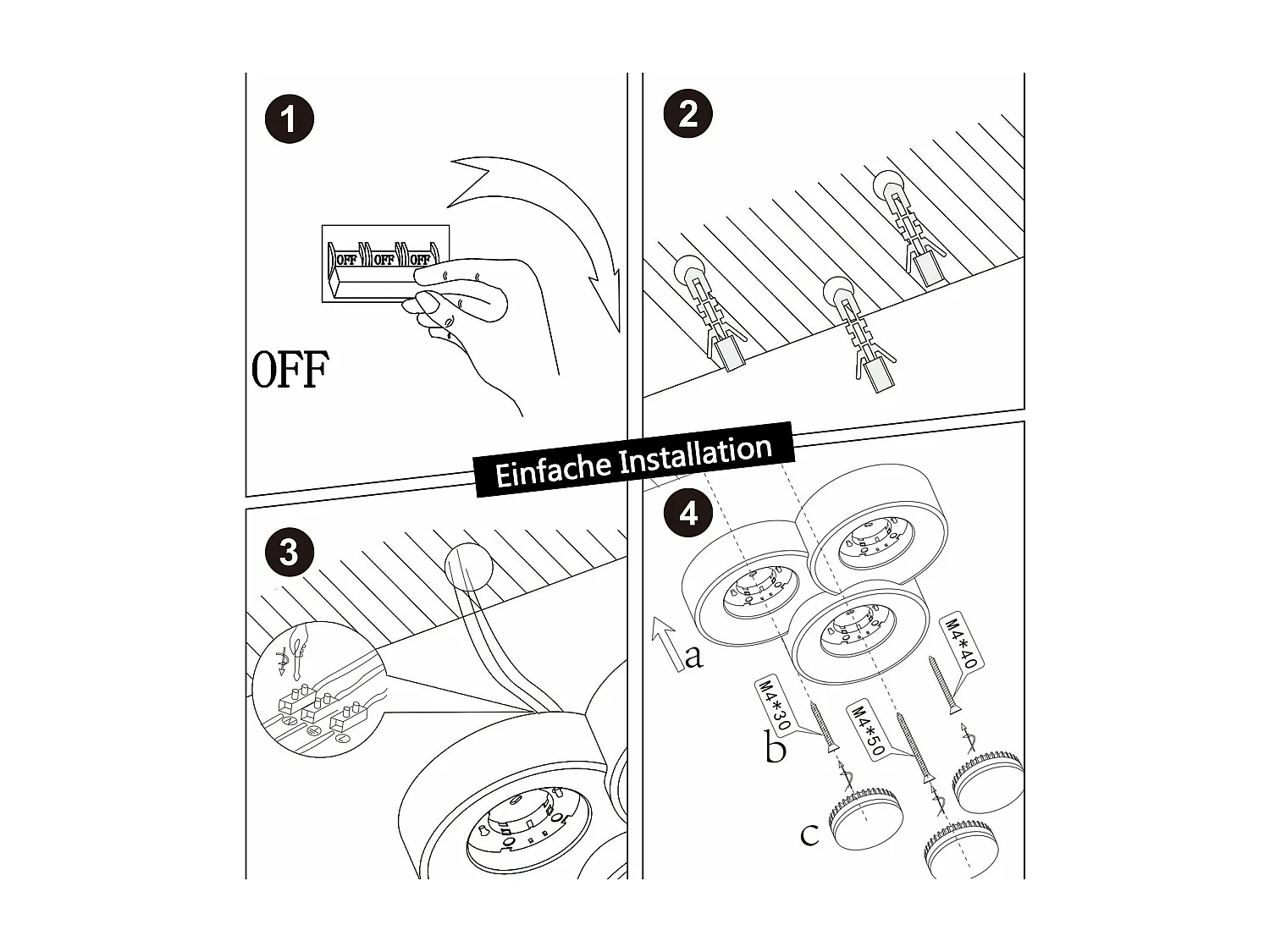 NETTLIFE Foco de techo para montaje en superficie, blanco, moderno, para pasillo, 3 llamas, Gx53, máx. 10 W