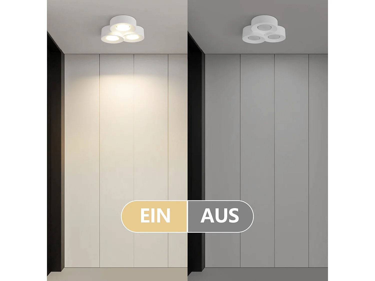 NETTLIFE Plafonnier Spot En Saillie Blanc  Couloir Spots De Plafond Modernes 3 Flammes Gx53 Max.10w