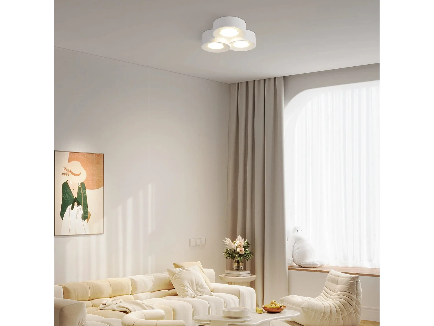 NETTLIFE Plafonnier Spot En Saillie Blanc  Couloir Spots De Plafond Modernes 3 Flammes Gx53 Max.10w