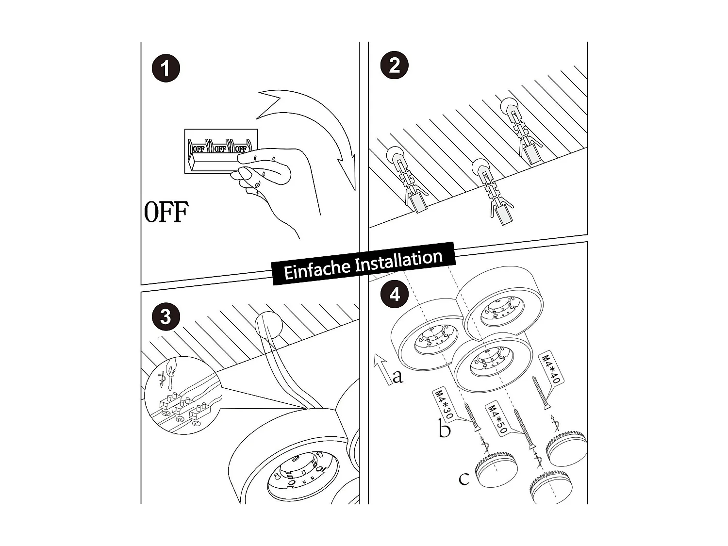 NETTLIFE Plafonnier Spot En Saillie Blanc  Couloir Spots De Plafond Modernes 3 Flammes Gx53 Max.10w