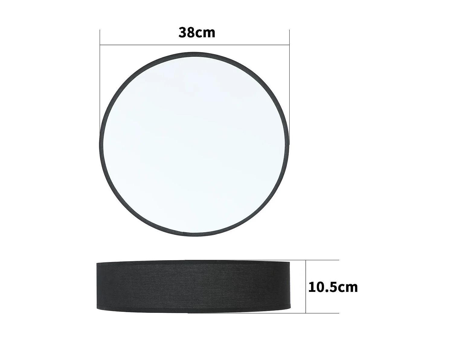 NETTLIFE Plafonnier Chambre 38CM Rond 2 Ampoules E27 Noir Lampe de Chambre Moderne avec Abat-jour en Tissu Cuisine Couloir