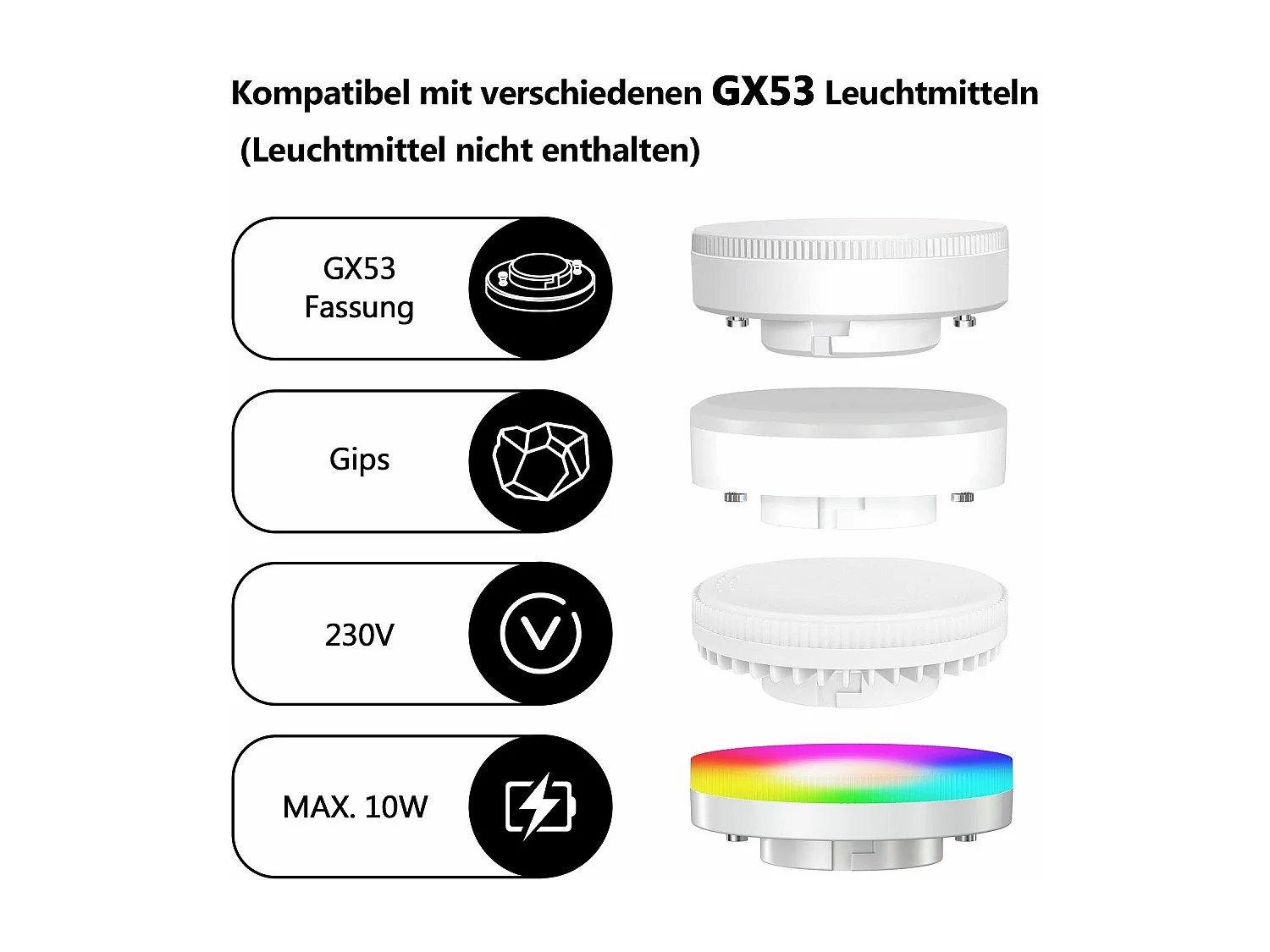 NETTLIFE Spot En Saillie Rond Spot En Saillie Blanc Luminaire En Saillie Gx53 Petit Plafonnier Moderne 10w